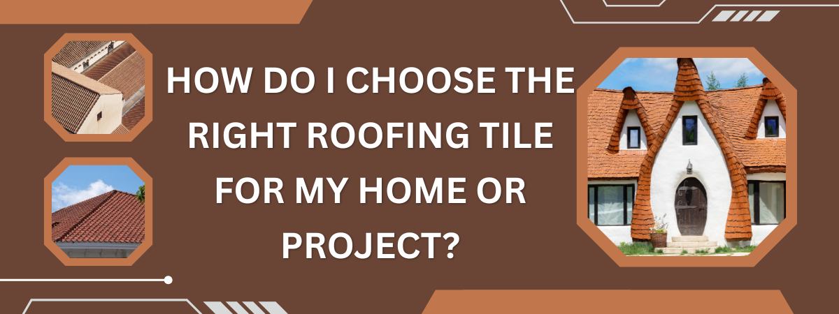 Variety of roofing tile samples including clay, concrete, and reflective tile